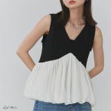 バルーンヘムノースリーブペプラムブラウス | ad thie | 詳細画像1 