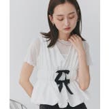 リボンデザインノースリーブペプラムブラウス | ad thie | 詳細画像15 