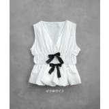 リボンデザインノースリーブペプラムブラウス | ad thie | 詳細画像31 