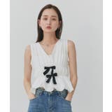 リボンデザインノースリーブペプラムブラウス | ad thie | 詳細画像4 