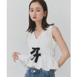 リボンデザインノースリーブペプラムブラウス | ad thie | 詳細画像5 