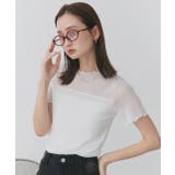 オフホワイト | ハーフスリーブメローシアートップス | ad thie