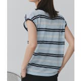 シアーフレンチスリーブボーダーポロトップス | ad thie | 詳細画像14 