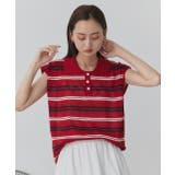 シアーフレンチスリーブボーダーポロトップス | ad thie | 詳細画像19 