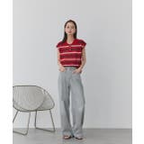 シアーフレンチスリーブボーダーポロトップス | ad thie | 詳細画像24 