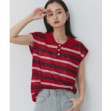 シアーフレンチスリーブボーダーポロトップス | ad thie | 詳細画像25 