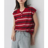 シアーフレンチスリーブボーダーポロトップス | ad thie | 詳細画像26 