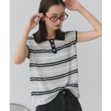 シアーフレンチスリーブボーダーポロトップス | ad thie | 詳細画像33 