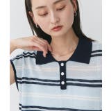 シアーフレンチスリーブボーダーポロトップス | ad thie | 詳細画像8 