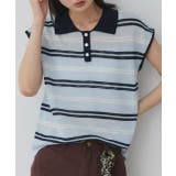 シアーフレンチスリーブボーダーポロトップス | ad thie | 詳細画像9 