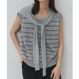 ライトグレー | フェイクカーディガン付き ノースリーブニット | ad thie