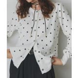 オフホワイト | ポルカドットニットカーディガン | ad thie