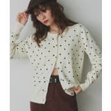 アイボリー | ポルカドットニットカーディガン | ad thie