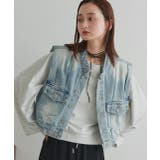 タックデザインデニムショート丈ベスト | ad thie | 詳細画像11 