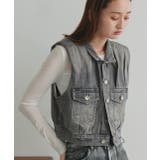 タックデザインデニムショート丈ベスト | ad thie | 詳細画像17 