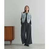 タックデザインデニムショート丈ベスト | ad thie | 詳細画像2 