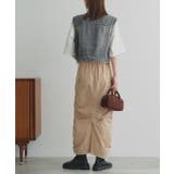 タックデザインデニムショート丈ベスト | ad thie | 詳細画像21 