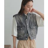 タックデザインデニムショート丈ベスト | ad thie | 詳細画像22 