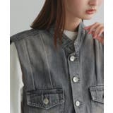 タックデザインデニムショート丈ベスト | ad thie | 詳細画像23 