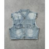 タックデザインデニムショート丈ベスト | ad thie | 詳細画像26 