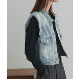 タックデザインデニムショート丈ベスト | ad thie | 詳細画像4 