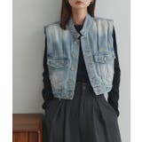 タックデザインデニムショート丈ベスト | ad thie | 詳細画像5 