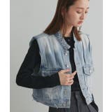 タックデザインデニムショート丈ベスト | ad thie | 詳細画像7 