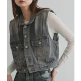 ライトグレー | タックデザインデニムショート丈ベスト | ad thie