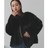 ブラック | 【2025AW新作】ノーカラーフェイクファーコート | ad thie