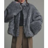 グレー | スタンドカラーフェイクファーコート | ad thie