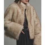 ベージュ | スタンドカラーフェイクファーコート | ad thie