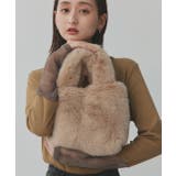 ベージュ | フェイクファーハンドバッグ | ad thie