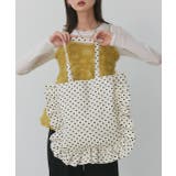 アイボリー | フレームフリルポルカドットスクエアトートバッグ | ad thie