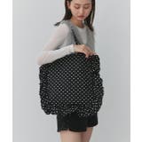 ブラック | フレームフリルポルカドットスクエアトートバッグ | ad thie
