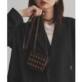 ダークブラウン | スタッズデザインミニショルダーバッグ | ad thie