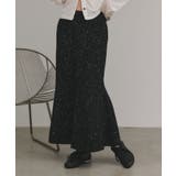 ブラック | 【2025AW新作】スパンコールラメニットロングスカート	 | ad thie