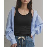 ブラック | 裏起毛リブタンクトップ | ad thie