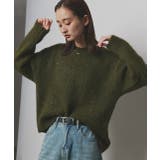 カーキ | 【2025AW新作】アシメヘムスパンコールニットトップス	 | ad thie