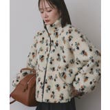 アイボリー×ブラウン | フラワーボアブルゾン | ad thie