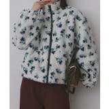 オフホワイト×ブルー | フラワーボアブルゾン | ad thie