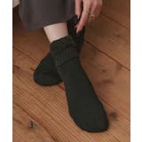 ブラック | 裏シャギークルーソックス | ad thie