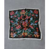 ブラック | 【2026SS新作】シルクタッチ花柄大判スカーフ | ad thie