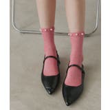 ピンク | 【2026SS新作】パールラメクルーソックス | ad thie