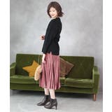 ミモレ丈ベロアプリーツスカート | ad thie | 詳細画像14 