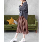 ダークブラウン | ミモレ丈ベロアプリーツスカート | ad thie