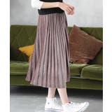 ブラウン | ミモレ丈ベロアプリーツスカート | ad thie