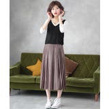 ミモレ丈ベロアプリーツスカート | ad thie | 詳細画像26 