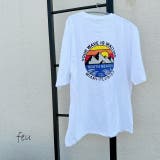ホワイト | サンセットバックプリントTシャツ トレンド ビックサイズ | feu
