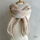 ベージュ | ボリュームチェックマフラー 厚手 暖かい | feu