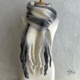 ブラック | ボリュームチェックマフラー 厚手 暖かい | feu